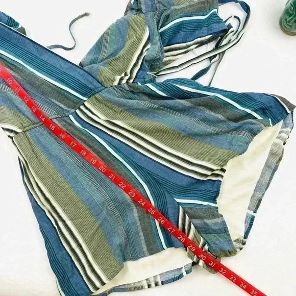 TRIXXI Rayon Striped V-Neck Tie Waist Open Back Mini Shorts Romper Size S - Picture 15 of 15